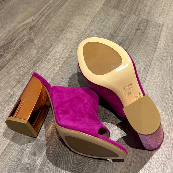 Like New Made In Italia Fuchsia Heeled Mules - Size 37 - Picture 3 of 3